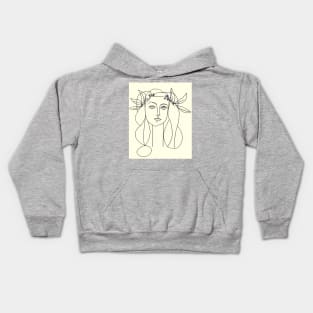 Young Girl Head Sketch Print Kids Hoodie